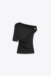 Zara Asymmetric Top with Metal Applique Black at Zara